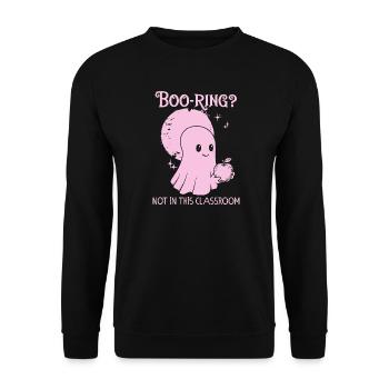 Funny Teacher Skeleton Halloween Classroom - Unisex Sweatshirt - black - Front - Alina (178cm) & Michal (187cm)