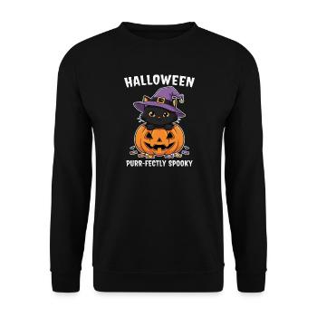 Halloween Kitten and Jack-O-Lantern - Unisex Sweatshirt - black - Front - Alina (178cm) & Michal (187cm)