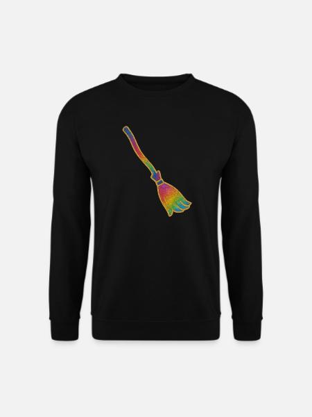 Zauberbesen | Hexenbesen | Regenbogenbesen Glitter - Unisex Pullover - Schwarz