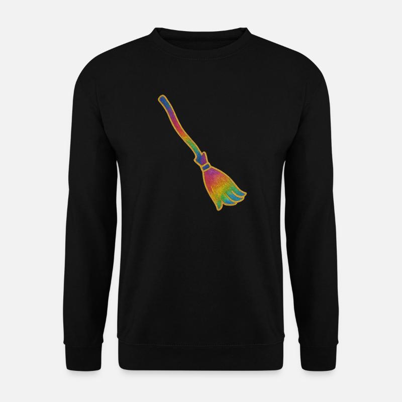 Zauberbesen | Hexenbesen | Regenbogenbesen Glitter - Unisex Pullover - Schwarz