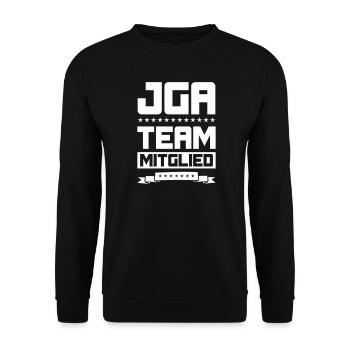 JGA TEAM MITGLIED - Unisex Pullover - Schwarz - Vorne - Alina (178cm) & Michal (187cm)
