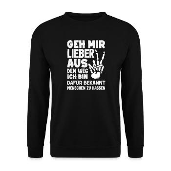 Get out of my way – I hate people - Unisex Sweatshirt - black - Front - Alina (178cm) & Michal (187cm)