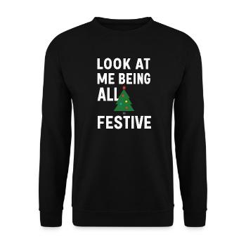 Look At Me Being All Festive, Christmas Tree  - Unisex Sweatshirt - black - Front - Alina (178cm) & Michal (187cm)