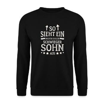 So sieht ein richtig cooler Schwiegersohn aus - Unisex Pullover - Schwarz - Vorne - Alina (178cm) & Michal (187cm)