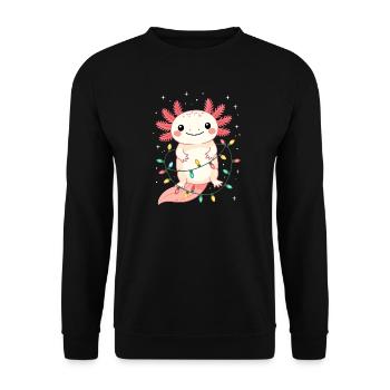 Axolotl Weihnachten Weihnachtspullover lustig süß - Unisex Pullover - Schwarz - Vorne - Alina (178cm) & Michal (187cm)