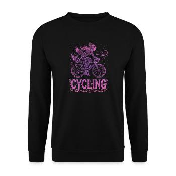 Feenradfahrer in rosa Spitze - Unisex Pullover - Schwarz - Vorne - Alina (178cm) & Michal (187cm)