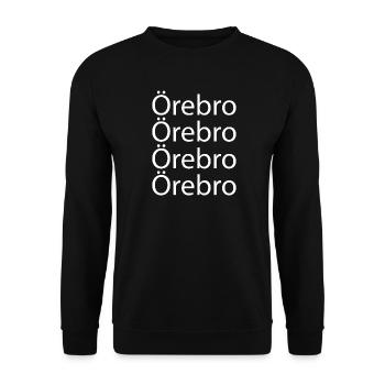 Örebro-Typografie in wiederholten Zeilen - Unisex Pullover - Schwarz - Vorne - Alina (178cm) & Michal (187cm)