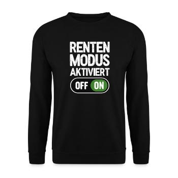 Rentenmodus aktiviert - Unisex Pullover - Schwarz - Vorne - Alina (178cm) & Michal (187cm)