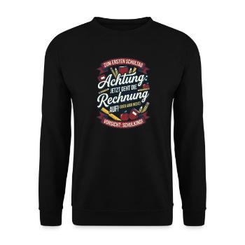 Attention : Maintenant, le calcul fonctionne - Sweat-shirt Unisexe - noir - Devant - Alina (178cm) & Michal (187cm)