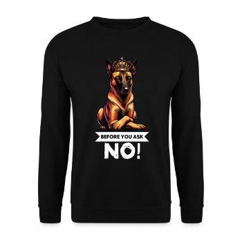 Avant de demander au chien berger belge Malinois - Sweat-shirt Unisexe - noir - Devant - Alina (178cm) & Michal (187cm)