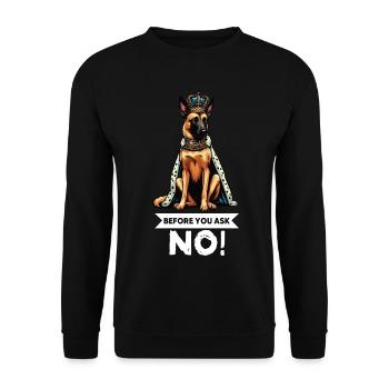 Avant de demander au chien berger belge Malinois - Sweat-shirt Unisexe - noir - Devant - Alina (178cm) & Michal (187cm)