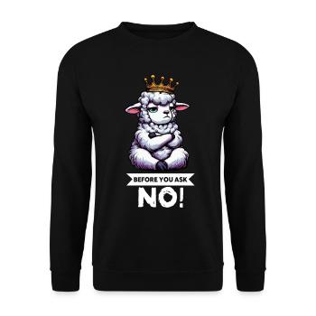 Before You Ask Sheep Sheep Shepherd Sheep Holder - Unisex Sweatshirt - black - Front - Alina (178cm) & Michal (187cm)
