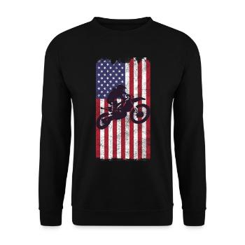 Drapeau américain du vélo de cross, - Sweat-shirt Unisexe - noir - Devant - Alina (178cm) & Michal (187cm)