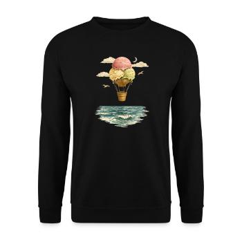 Surreales Eisballon Motiv – Vintage Fantasie - Unisex Pullover - Schwarz - Vorne - Alina (178cm) & Michal (187cm)