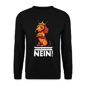Bevor Du Fragst Dackel Dackelbesitzer Dackelhalter - Unisex Pullover - Schwarz - Vorne - Alina (178cm) & Michal (187cm)