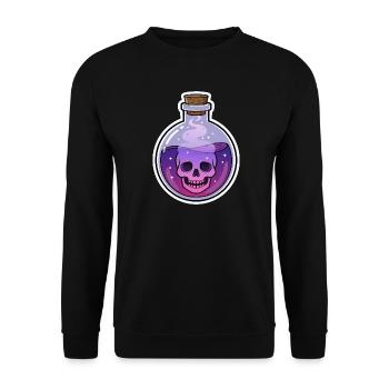 Lila Schädel im Mystic Fläschchen - Unisex Pullover - Schwarz - Vorne - Alina (178cm) & Michal (187cm)