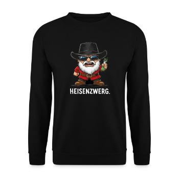Heisenzwerg – freches Zwerg Design mit Humor - Unisex Pullover - Schwarz - Vorne - Alina (178cm) & Michal (187cm)