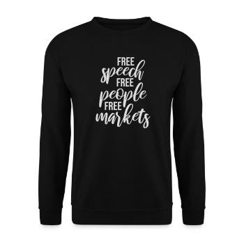 Free Speech Markets People Libertär Freiheit Logo - Unisex Pullover - Schwarz - Vorne - Alina (178cm) & Michal (187cm)