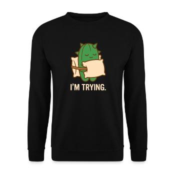 Prickly But Trying - Unisex Sweatshirt - black - Front - Alina (178cm) & Michal (187cm)