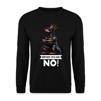 Avant de demander à Dobermann, Dobermannbesitzer - Sweat-shirt Unisexe - noir - Devant - Alina (178cm) & Michal (187cm)