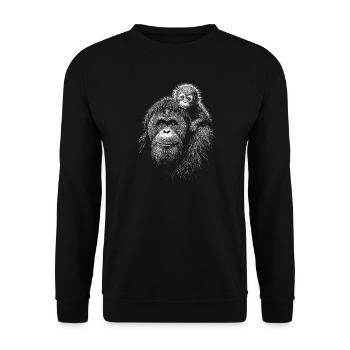 Orangutan Mother with Young Silhouette - Unisex Sweatshirt - black - Front - Alina (178cm) & Michal (187cm)