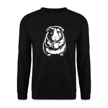Silhouette de cochon d’Inde buvant du café - Sweat-shirt Unisexe - noir - Devant - Alina (178cm) & Michal (187cm)