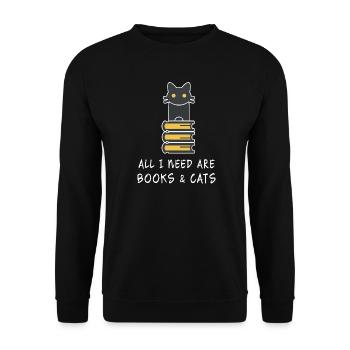 All I Need Are Books and Cats - Unisex Sweatshirt - black - Front - Alina (178cm) & Michal (187cm)