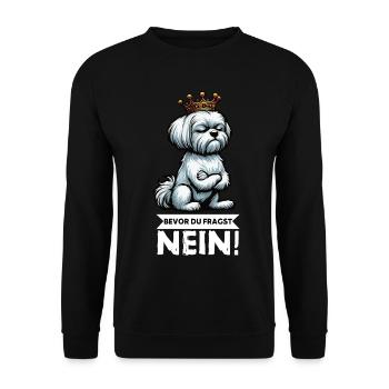 Before you ask: No Malteser Malteserbesitzer - Unisex Sweatshirt - black - Front - Alina (178cm) & Michal (187cm)