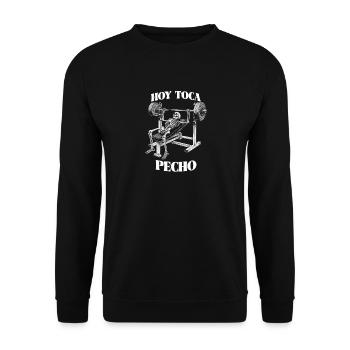 Hoy Toca Pecho Skeleton Bench Press Fitness - Unisex Sweatshirt - black - Front - Alina (178cm) & Michal (187cm)