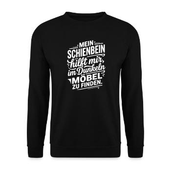 Schienbein trifft Möbel Humor Spruch - Unisex Pullover - Schwarz - Vorne - Alina (178cm) & Michal (187cm)