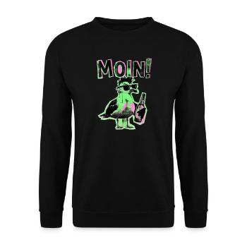 Punker Möwe Kiez Schanze Moin - Unisex Sweatshirt - black - Front - Alina (178cm) & Michal (187cm)