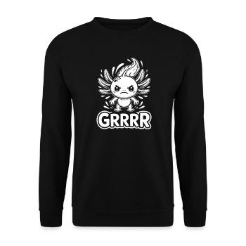Grump Axolotl - Unisex Pullover - Schwarz - Vorne - Alina (178cm) & Michal (187cm)