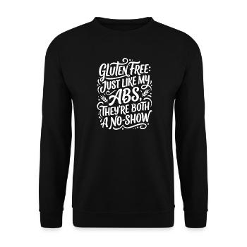 Gluten Free Abs Humor Fitness Spruch - Unisex Pullover - Schwarz - Vorne - Alina (178cm) & Michal (187cm)