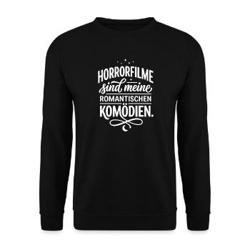 Horrorfilme sind meine romantischen Komödien - Unisex Pullover - Schwarz - Vorne - Alina (178cm) & Michal (187cm)