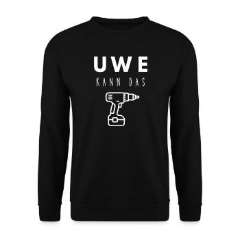 Uwe Name Handwerker Werkzeug Akkuschrauber - Unisex Pullover - Schwarz - Vorne - Alina (178cm) & Michal (187cm)