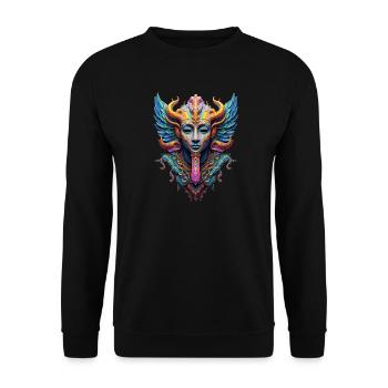 Balinese Budda Style God - Fantasy Art - Unisex Sweatshirt - black - Front - Alina (178cm) & Michal (187cm)