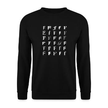 Typografie F-Buchstabe-Mosaikdesign - Unisex Pullover - Schwarz - Vorne - Alina (178cm) & Michal (187cm)
