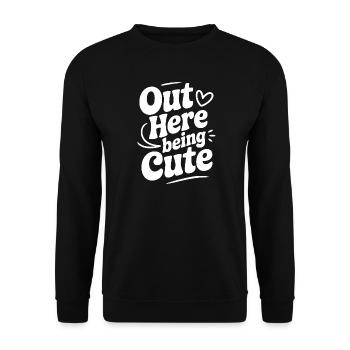 Hier draußen süß sein - Unisex Pullover - Schwarz - Vorne - Alina (178cm) & Michal (187cm)