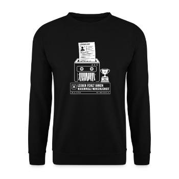 Leider fehlt maschinelle Menschlichkeit - Unisex Pullover - Schwarz - Vorne - Alina (178cm) & Michal (187cm)