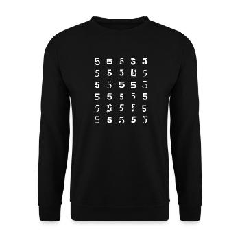 Rastermuster Nummer Fünf - Unisex Pullover - Schwarz - Vorne - Alina (178cm) & Michal (187cm)