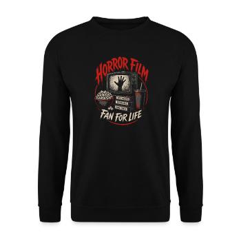 Horror Film Fan For Life Vintage - Unisex Pullover - Schwarz - Vorne - Alina (178cm) & Michal (187cm)