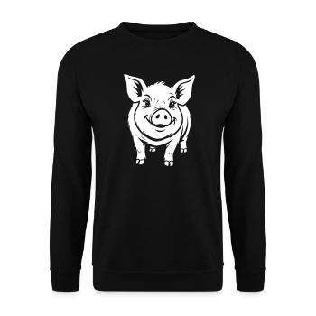 Pig Vector Graphic Piggy Funny - Unisex Sweatshirt - black - Front - Alina (178cm) & Michal (187cm)