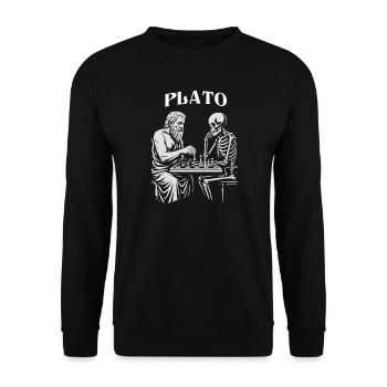 Platon et Skeleton jouant aux échecs - Sweat-shirt Unisexe - noir - Devant - Alina (178cm) & Michal (187cm)