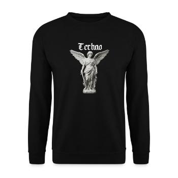 Techno Angel Gothic Statue Motif - Unisex Sweatshirt - black - Front - Alina (178cm) & Michal (187cm)
