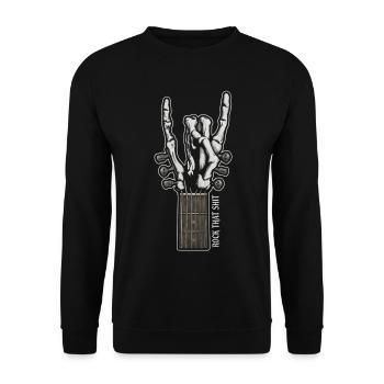 Rock That Shit – Skeleton Hand Guitar Shirt - Unisex Sweatshirt - black - Front - Alina (178cm) & Michal (187cm)