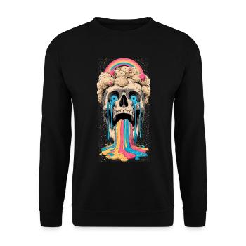 Psychedelic Skull Rainbow - Unisex Sweatshirt - black - Front - Alina (178cm) & Michal (187cm)