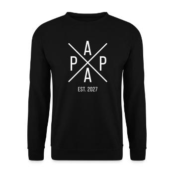 Papa Established 2027 Dad Vater Vatertag - Unisex Pullover - Schwarz - Vorne - Alina (178cm) & Michal (187cm)