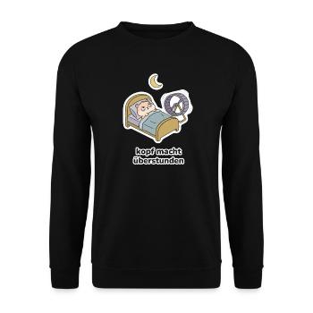 kopf macht überstunden – Hamster Meme - Unisex Pullover - Schwarz - Vorne - Alina (178cm) & Michal (187cm)