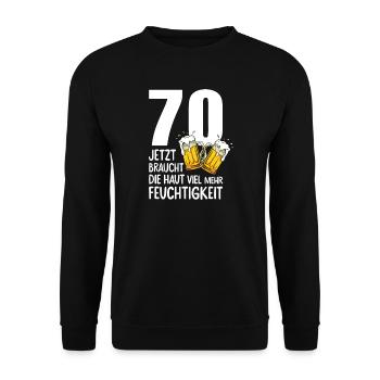70 Geburtstag Bier Männer Lustiger Spruch - Unisex Pullover - Schwarz - Vorne - Alina (178cm) & Michal (187cm)