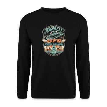 ROSWELL UFO FLIGHT TRAINING - Unisex Pullover - Schwarz - Vorne - Alina (178cm) & Michal (187cm)